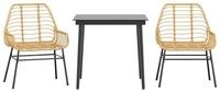 vidaXL Gartenlounge-Set 3-teiliges Garten-Esszimmer-Set Braunes Polyrattanglas,