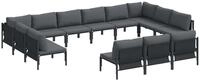 vidaXL Gartenlounge-Set Gartensofa-set mit Kissen 13 pcs Schwarz Stahl, (13-tlg)