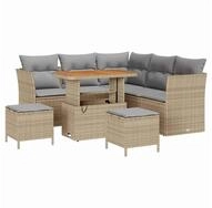 vidaXL Gartenlounge-Set Gartensofa-set 8 pcs Beige Poly-Rattan, (8-tlg)