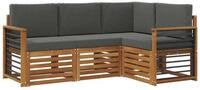 vidaXL Gartenlounge-Set Sofagarnituren 4 pcs Natur und Anthrazit Massivholz,...