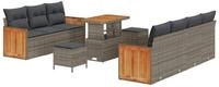 vidaXL Loungesofa Gartensofa-set mit Kissen 10 pcs Grau, 10 Teile