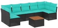 vidaXL Gartenlounge-Set 8-tlg. Garten-Sofagarnitur mit Kissen Schwarz Poly...