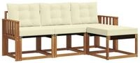 vidaXL Gartenlounge-Set Outdoor-Sofagarnitur mit Kissen 4 pcs Natur und Creme,
