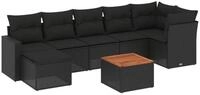vidaXL Gartenlounge-Set 8-tlg. Garten-Sofagarnitur mit Kissen Schwarz Poly...