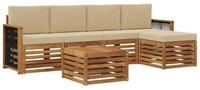 vidaXL Gartenlounge-Set Outdoor-Sofagarnitur mit Kissen 6 pcs Natur und Beige,