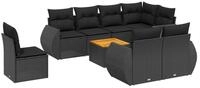 vidaXL Gartenlounge-Set 9-tlg. Garten-Sofagarnitur mit Kissen Schwarz Poly...
