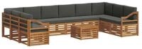 vidaXL Gartenlounge-Set Outdoor-Sofagarnitur mit Kissen 11 pcs Natur und...