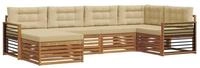 vidaXL Gartenlounge-Set Outdoor-Sofagarnitur mit Kissen 6 pcs Natur und Beige,