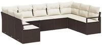 vidaXL Gartenlounge-Set Sofa Set mit Kissen 9 pcs Braun Poly-Rattan, (9-tlg)