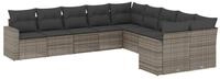 vidaXL Gartenlounge-Set 10-tlg. Garten-Sofagarnitur mit Kissen Grau Poly Rattan,
