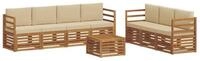 vidaXL Gartenlounge-Set Sofagarnituren 8 pcs Natur und Beige Massivholz, (8-tlg)