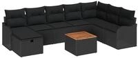 vidaXL Gartenlounge-Set Gartensofa-set mit Kissen 9 pcs Schwarz Poly Rattan,...