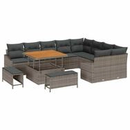 vidaXL Loungesofa Gartensofa-set mit Kissen mit Speicher 12 pcs Grau Poly...