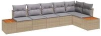 vidaXL Gartenlounge-Set Gartensofa-set mit Kissen 6 pcs Beige Poly Rattan,...