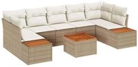 vidaXL Gartenlounge-Set Gartensofa-set mit Kissen 8 pcs Beige Poly Rattan,...