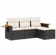 vidaXL Gartenlounge-Set 4-tlg. Garten-Sofagarnitur mit Kissen Schwarz Poly...