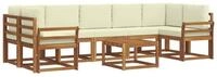vidaXL Gartenlounge-Set Outdoor-Sofagarnitur mit Kissen 8 pcs Natur und Creme,