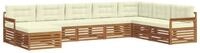 vidaXL Gartenlounge-Set Outdoor-Sofagarnitur mit Kissen 8 pcs Natur und Creme,