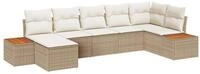 vidaXL Gartenlounge-Set Gartensofa-set mit Kissen 7 pcs Beige Poly-Rattan,...