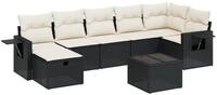 vidaXL Gartenlounge-Set 8-tlg. Garten-Sofagarnitur mit Kissen Schwarz Poly...