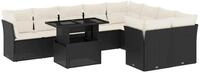 vidaXL Gartenlounge-Set 10-tlg. Garten-Sofagarnitur mit Kissen Schwarz Poly...