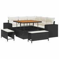 vidaXL Loungesofa Gartensofa-set mit Kissen 8 pcs Schwarz und Creme...