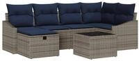 vidaXL Loungesofa Sofa Set mit Kissen 3 pcs Poly-Rattan, 3 Teile