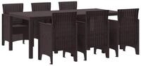 vidaXL Gartenlounge-Set Garten Essgruppe 7 pcs Braun Polypropylen, (7-tlg)