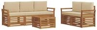 vidaXL Gartenlounge-Set Sofagarnituren 6 pcs Natur und Beige Massivholz, (6-tlg)