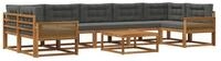 vidaXL Gartenlounge-Set Outdoor-Sofagarnitur mit Kissen 8 pcs Natur und...