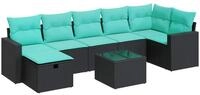 vidaXL Gartenlounge-Set 8-tlg. Garten-Sofagarnitur mit Kissen Schwarz Poly...