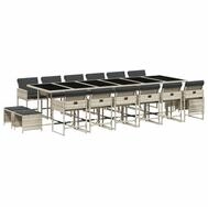 vidaXL Garten-Essgruppe 17-tlg. Garten-Essgruppe mit Kissen Hellgrau Poly...