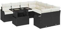 vidaXL Loungesofa Gartensofa-set mit Kissen mit Kissen 9 pcs Schwarz...