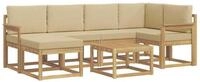 vidaXL Gartenlounge-Set Outdoor-Sofagarnitur 7 pcs Wei&szlig; und Beige Massivholz,