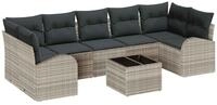 vidaXL Loungesofa Gartensofa-set Hellgrau 55 x 55 x 37 cm Poly-Rattan, 8 Teile