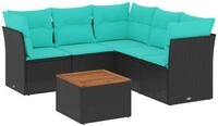 vidaXL Gartenlounge-Set 6-tlg. Garten-Sofagarnitur mit Kissen Schwarz Poly...