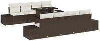 vidaXL Loungesofa Gartensofa-set mit Kissen mit Speicher 9 pcs Braun und Creme,...