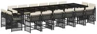 vidaXL Garten-Essgruppe 17-tlg. Garten-Essgruppe mit Kissen Schwarz Poly Rattan,
