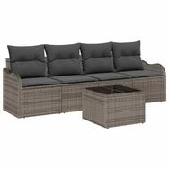 vidaXL Gartenlounge-Set Gartensofa-set Grau Poly-Rattan, (5-tlg)