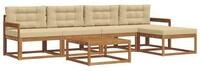 vidaXL Gartenlounge-Set Outdoor-Sofagarnitur mit Kissen 6 pcs Natur und Beige,