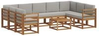vidaXL Gartenlounge-Set Outdoor-Sofagarnitur mit Kissen 10 pcs Nat&uuml;rlich und