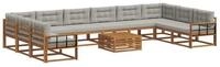 vidaXL Gartenlounge-Set Outdoor-Sofagarnitur mit Kissen 11 pcs Nat&uuml;rlich und