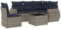 vidaXL Gartenlounge-Set 6-teiliges Gartensofa-Set mit Kissen, grau, Polyrattan,