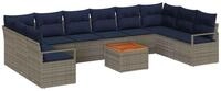 vidaXL Gartenlounge-Set Gartensofa-set mit Kissen 11 pcs Grau Poly-Rattan,...