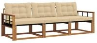 vidaXL Gartenlounge-Set Outdoor-Sofagarnitur mit Kissen 3 pcs Natur und Beige,