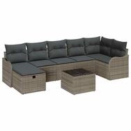 vidaXL Loungesofa Sofa Set mit Kissen mit Speicher Grau Poly-Rattan, 8 Teile