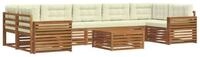 vidaXL Gartenlounge-Set Outdoor-Sofagarnitur mit Kissen 8 pcs Natur und Creme,