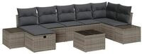 vidaXL Loungesofa Sofa Set mit Kissen 7 pcs Poly-Rattan, 7 Teile