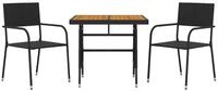 vidaXL Garten-Essgruppe 3-tlg. Garten-Essgruppe Poly Rattan Schwarz, (2-tlg)