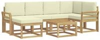 vidaXL Gartenlounge-Set Outdoor-Sofagarnitur 7 pcs Wei&szlig; und Creme Massivholz,